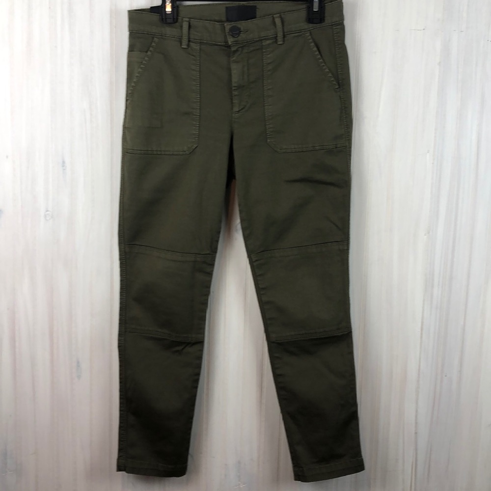 VINCE OLIVE TWILL HIGH RISE PANTS 27 UTILITY
